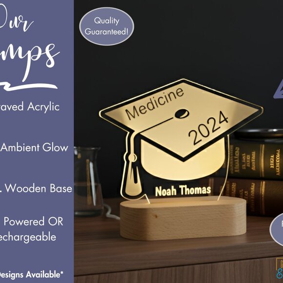 Personalized Graduation Night Light – Custom LED Lamp for Graduates - Picture 3 of 8